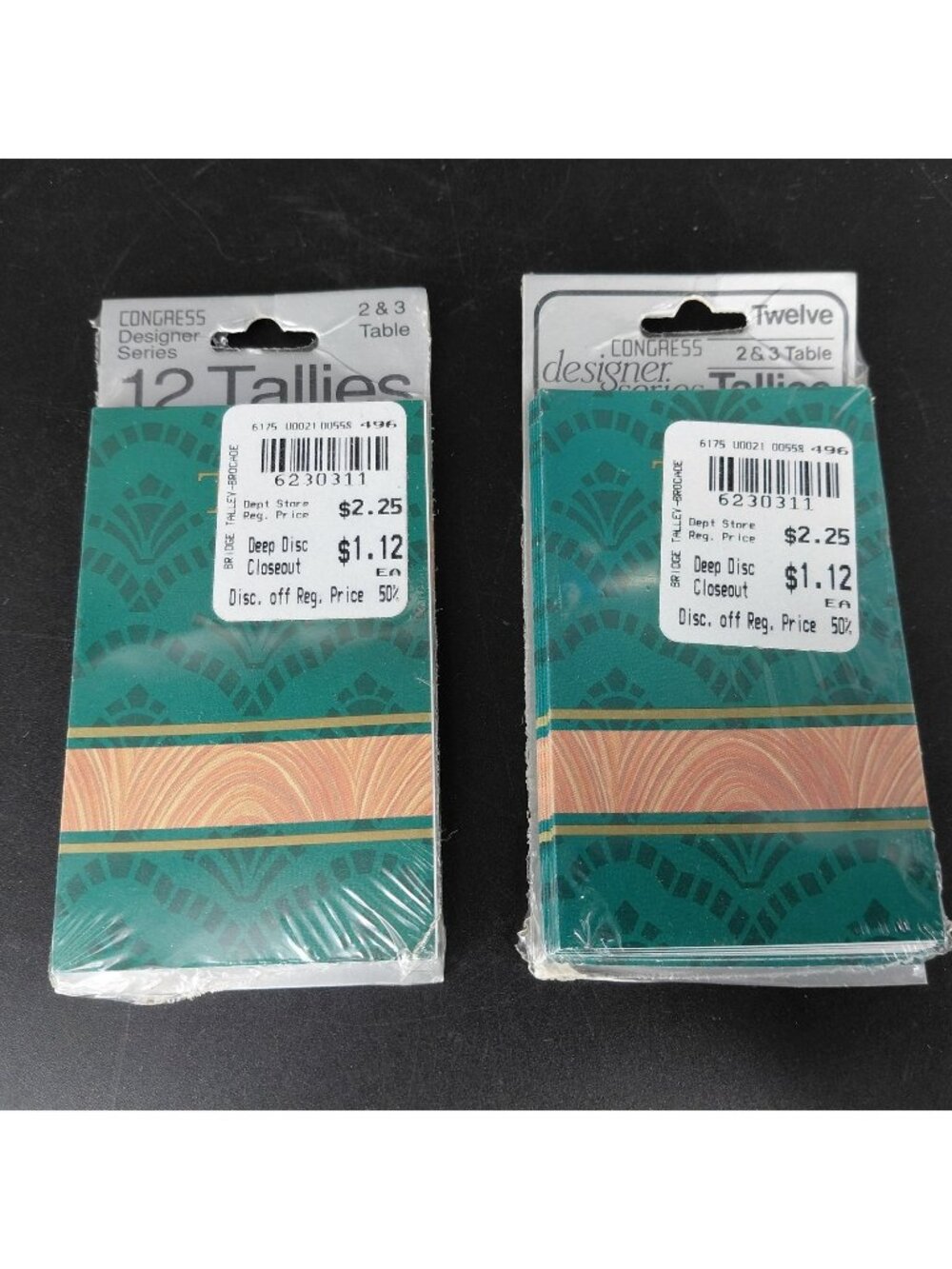 Congress Designer Series Bridge Tallies 2 & 3 Table Lot 2 Packs USA Cards